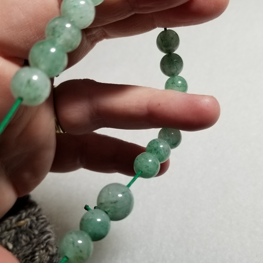 relisted -Aventurine stone bead bracelet green gemstone power beads stretchy - Picture 5 of 11